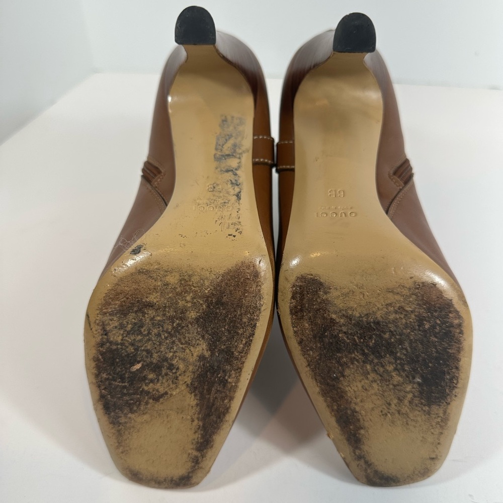 Gucci Brown Leather Interlocking GG Logo Ankle Heeled Boots Size 6 - Picture 9 of 9